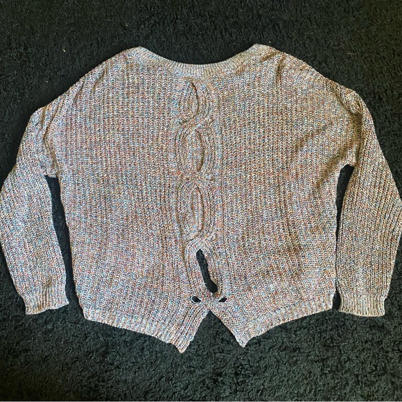 Express Multicolor Knit Keyhole Back Sweater - Picture 6 of 7